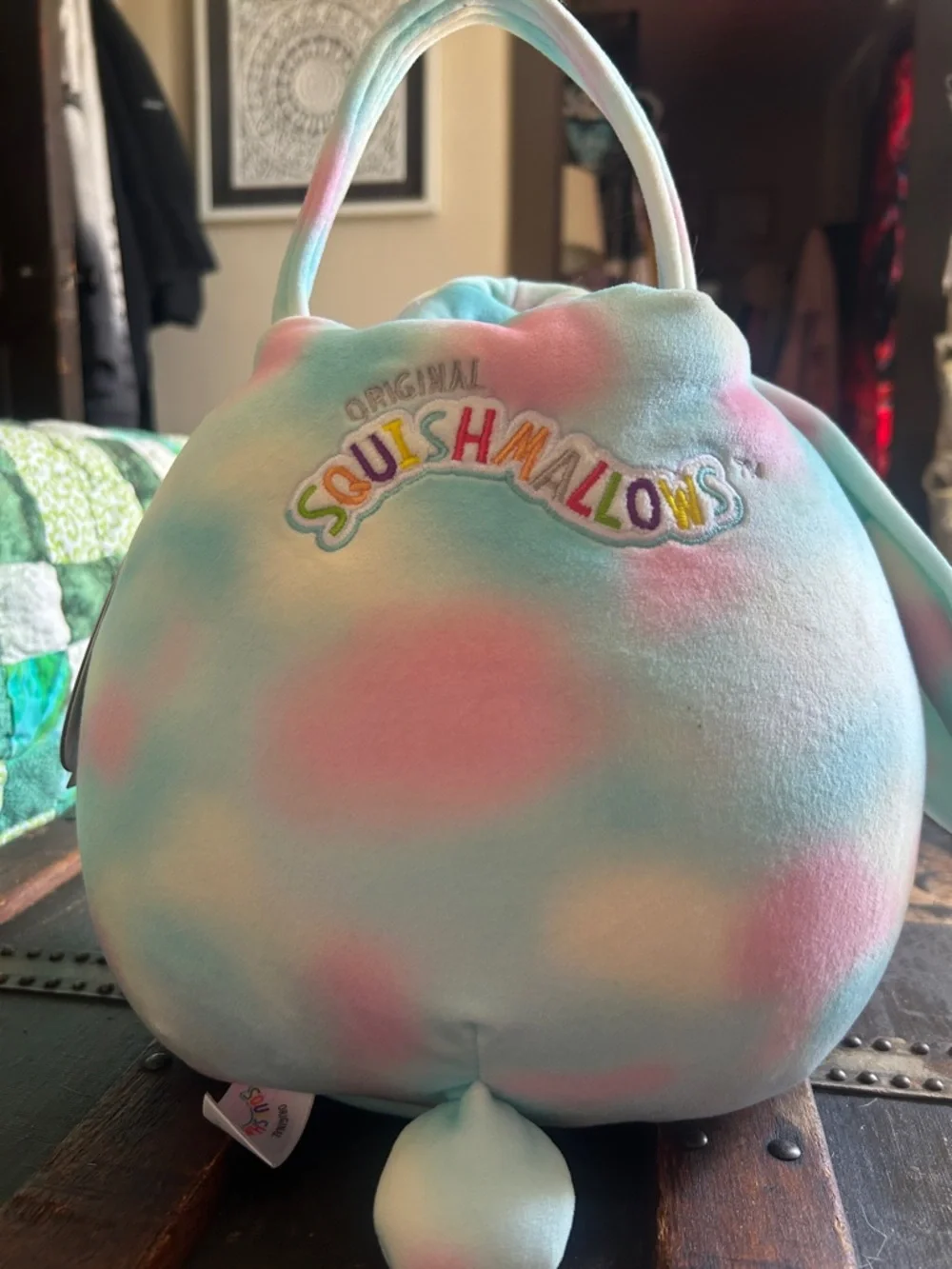 Squishmallows Pastel Bunny Tote Bag in Blue, Pink & Cream